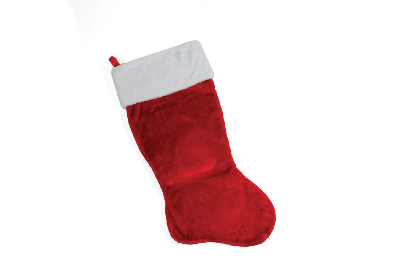 35" Traditional Red with White Cuff Plush Christmas Stocking